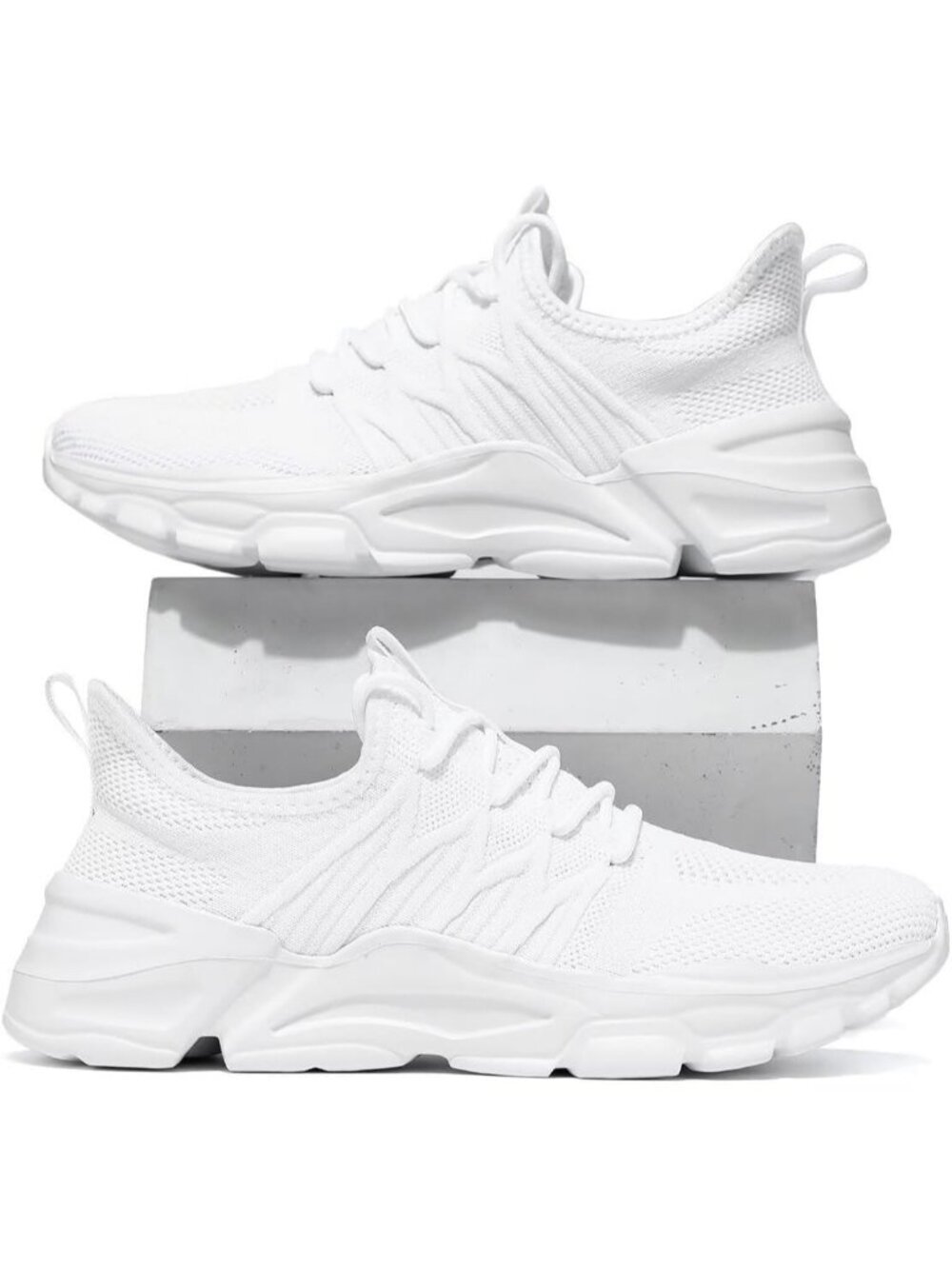Men's White Rubber Non Slip Breathable Lightweight Fashion Athletic Sneakers - Picture 7 of 7